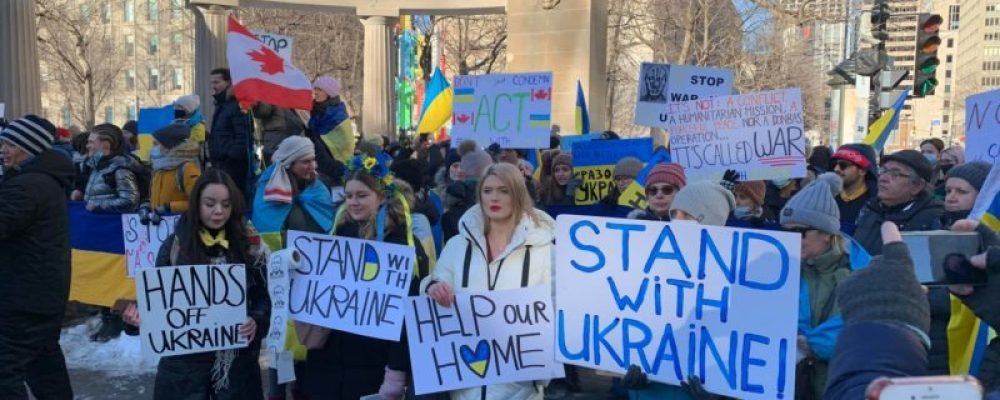 Митинг в Поддержку Украины в Монреале 24.02.2022